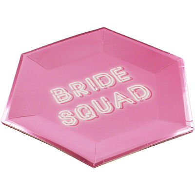 Pink Bride Squad Hexagonal Paper Plates - 8 Pack image number 2