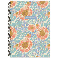 B5 Wiro Blue & Peach Floral Notebook