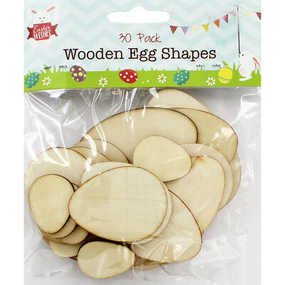 Wooden Egg Shapes - 30 Pack image number 1