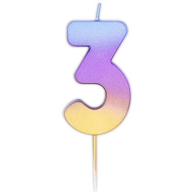 Rainbow Ombre Number 3 Candle image number 1