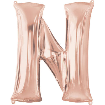 34 Inch Light Rose Gold Letter N Helium Balloon image number 1