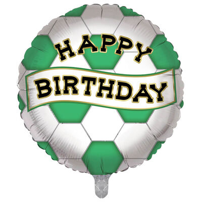 18 Inch Green and White Football Helium Balloon image number 1