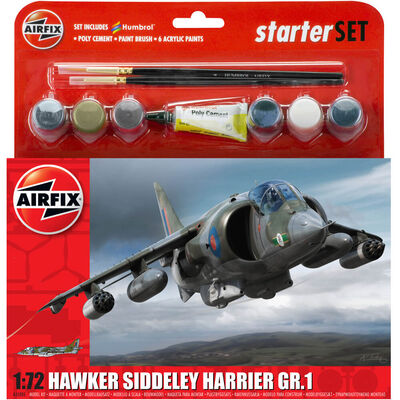Airfix Hawker Siddeley Harrier Gr1 1:72 Scale Model Starter Set image number 1
