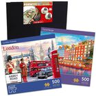 London Scenes 500 Piece & Canal Bridge 500 Piece Jigsaw Puzzle with Portapuzzle Standard Jigsaw Accessory Bundle image number 1