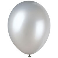 Silver Pearlised Latex Balloons: Pack of 8