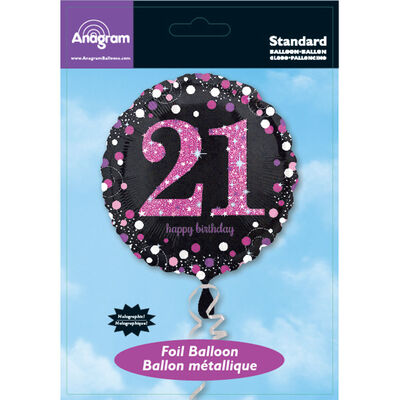18 Inch Pink Number 21 Helium Balloon image number 2