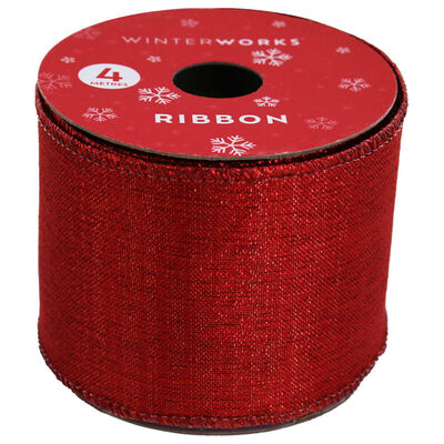 Christmas Red Wide Ribbon: 4m image number 1