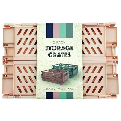 Grey and Pink Foldable Storage Crates: Pack of 2 image number 2