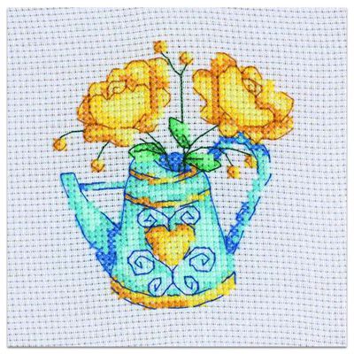 Mini Cross Stitch Kit: Flowers in a Teapot image number 2