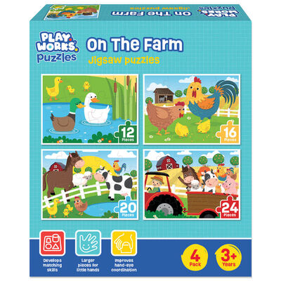 PlayWorks On The Farm 4-in-1 Jigsaw Puzzle Set image number 1