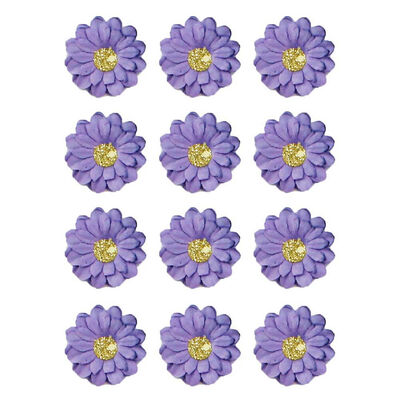 Purple Paper Flower Stickers: Pack of 12 image number 2