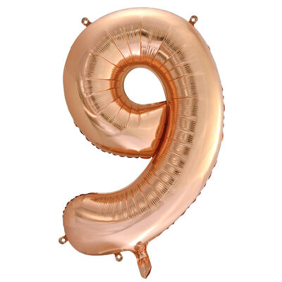 34 Inch Rose Gold Number 9 Helium Balloon image number 1