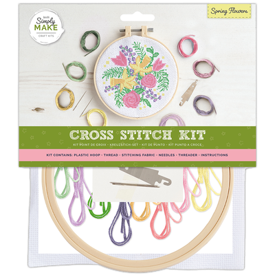 Simply Make: Spring Flowers Cross Stitch Craft Kit image number 1