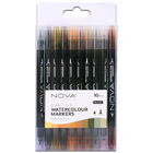 Nova Dual-Tip Watercolour Markers Neutrals: Pack of 10 image number 1