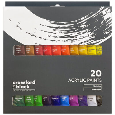 Crawford & Black 12ml Acrylic Paints: Pack of 20 image number 1
