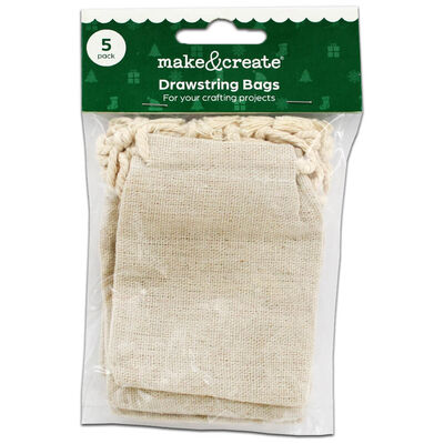 Drawstring Canvas Bags: Pack of 5 image number 1