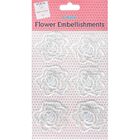 White Flower Embellishments Pack of 6 image number 1