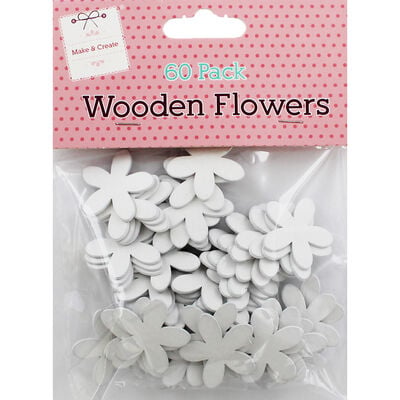60 Wooden Flowers - White image number 1