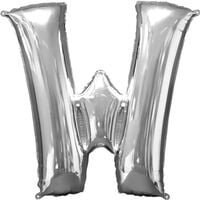 34 Inch Silver Letter W Helium Balloon