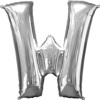 34 Inch Silver Letter W Helium Balloon image number 1