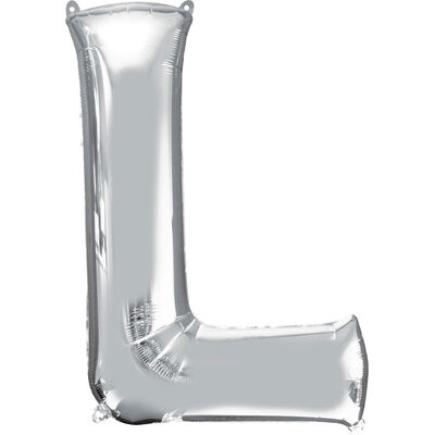 34 Inch Silver Letter L Helium Balloon image number 1
