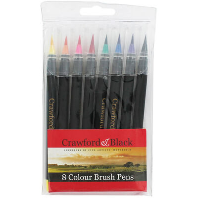 Crawford and Black Brush Pens - Pack Of 8 image number 1