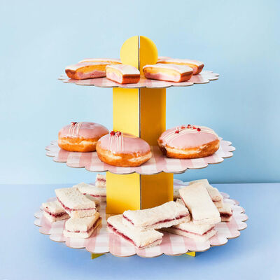 Gingham 3 Tier Pink Cake Stand image number 2