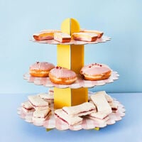 Gingham 3 Tier Pink Cake Stand