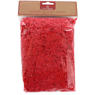 Red Glitter Tissue Shred: 25g image number 1