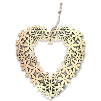 Wooden Floral Hanging Heart