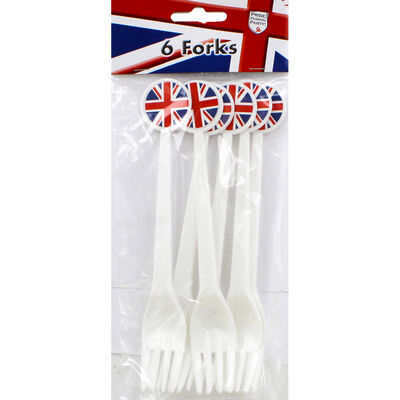 Union Jack Plastic Forks - 6 Pack image number 1