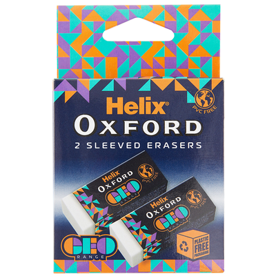 Helix Oxford Geo 2 Pack Erasers: Orange image number 2