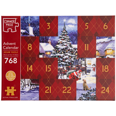 Christmas Village Advent Calendar 768 Piece Jigsaw Puzzle image number 1