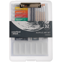 Crawford & Black Acrylic Art Set: Pack of 32 Piece Set