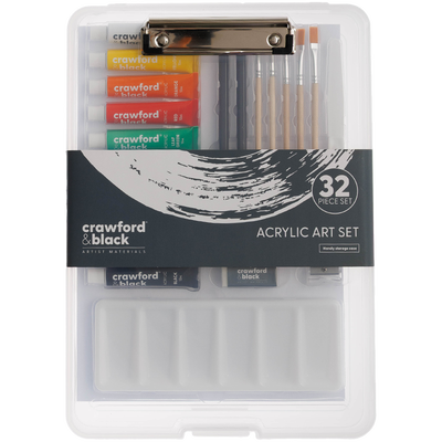 Crawford & Black Acrylic Art Set: Pack of 32 Piece Set image number 1