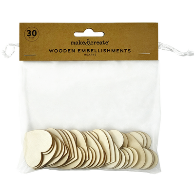 Natural Wooden Hearts: Pack of 30 image number 1