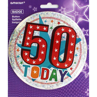 50 Today Large Holographic Birthday Badge image number 1