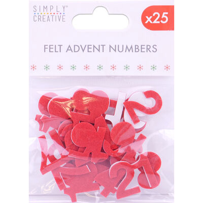 Red Felt Adhesive Advent Numbers - 25 Pack image number 1