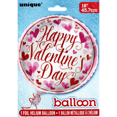 18 Inch Red Pink Happy Valentines Day Heart Helium Balloon image number 1
