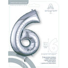 34 Inch Silver Number 6 Helium Balloon image number 2