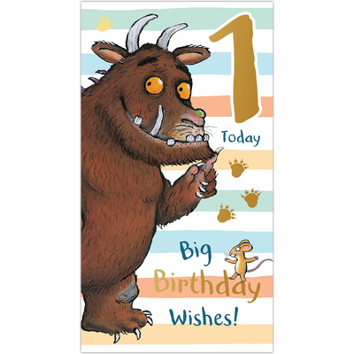 The Gruffalo Stripes Age 1 Birthday Card image number 1