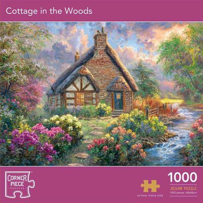 Cottage in the Woods 1000 Piece & Canal Barge 500 Piece Jigsaw Puzzle with Portapuzzle Standard Jigsaw Accessory Bundle image number 3