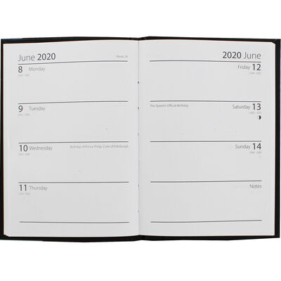 A6 Black 2020 Week to View Diary image number 2