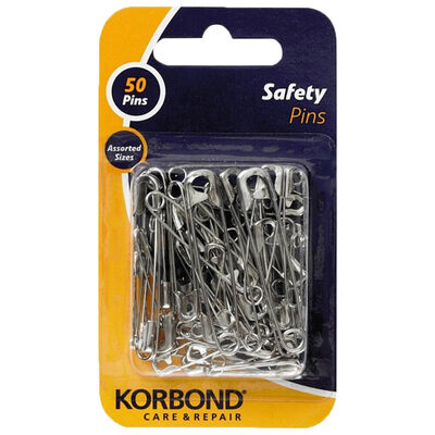Assorted Korbond Nickel Plated Safety Pins: Pack of 50 image number 1