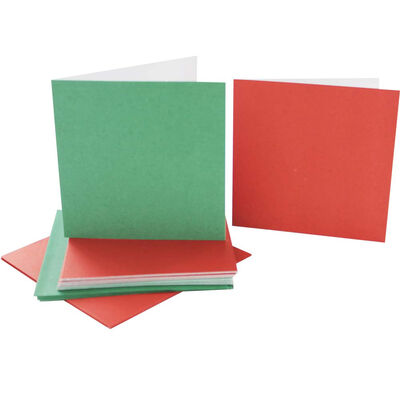 8 Red And Green Greeting Cards - 10cm x 10cm image number 1