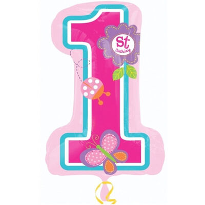 28 Inch Pink 1st Birthday Helium Balloon image number 1