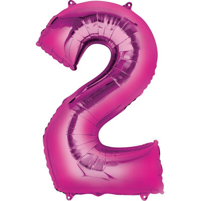 34 Inch Pink Number 2 Helium Balloon image number 1