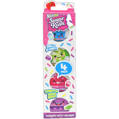 Scentos Sugar Rush Scented Putty Erasers: Pack of 4 image number 1