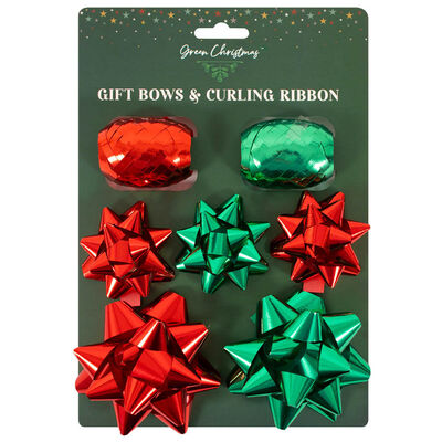 Christmas Red & Green Gift Bows and Curling Ribbon image number 1