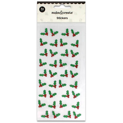Christmas Glittery Holly Stickers: Pack of 36 image number 1